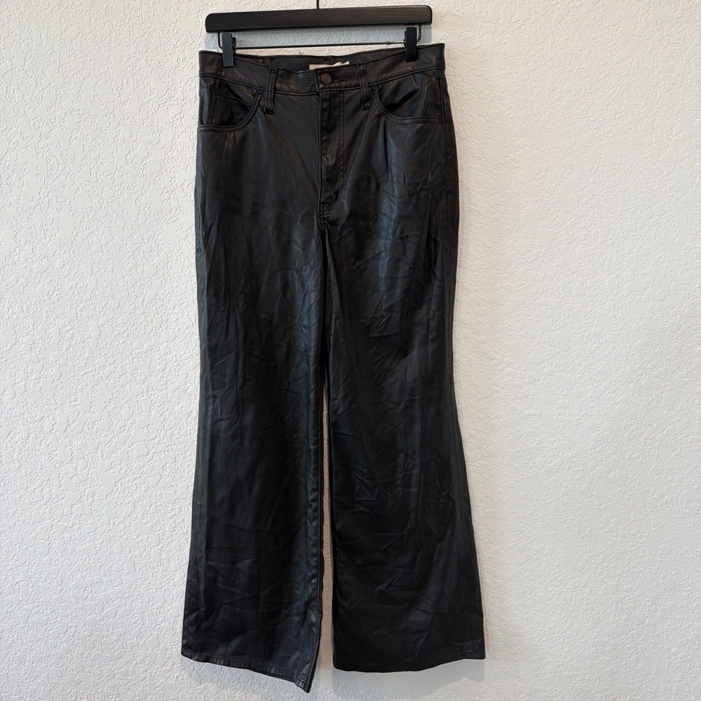 Levi's 70s High Flare Black Faux Vegan Leather Pants Woman's Size 30
